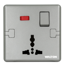 W13PUS Metallic Silver (3 pin socket with switch)